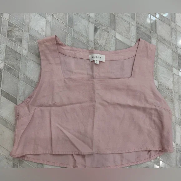 Pink Linen Crop Top and Shorts Set - Picture 3 of 4